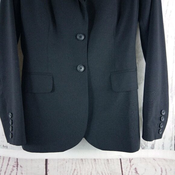 Banana Republic Stretch Womens Size 0 Wool Blend 2 Btn Black Suit Blazer Jacket - Picture 6 of 13